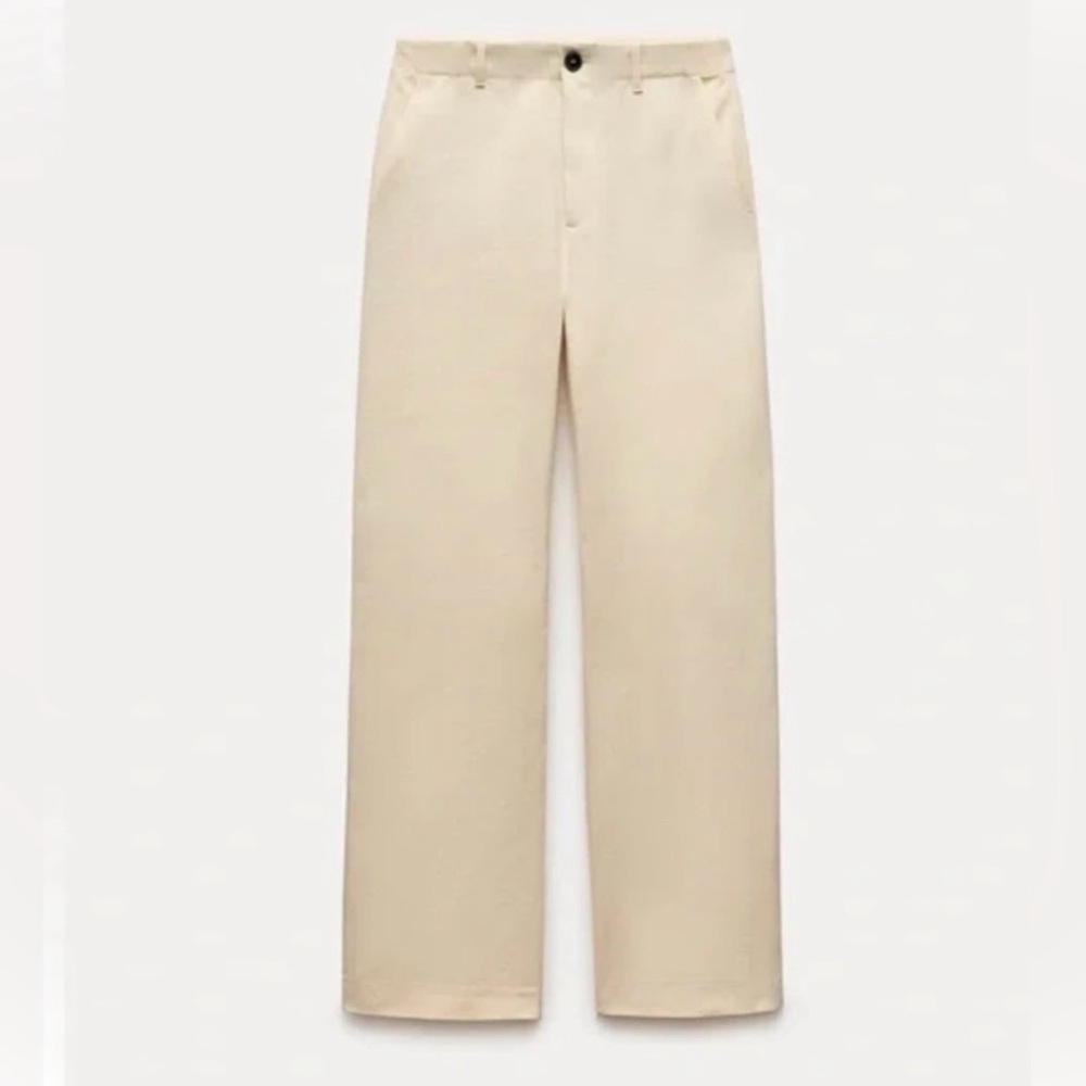 NWT/Sz Small / ZARA Cream Barrel Pants ZW Collection